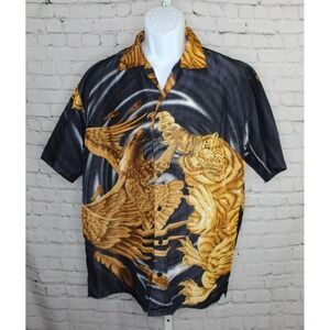 Claudio Nucci All Over Print Shirt Tiger Fighting Eagle HANDMADE Men's Medium